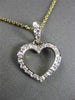 ESTATE .08CT DIAMOND 14KT WHITE & YELLOW GOLD OPEN HEART PENDANT & CHAIN