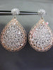 ESTATE EXTRA LARGE .36CT DIAMOND 14K WHITE & ROSE GOLD 3D WOVEN HANGING EARRINGS