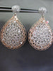 ESTATE EXTRA LARGE .36CT DIAMOND 14K WHITE & ROSE GOLD 3D WOVEN HANGING EARRINGS