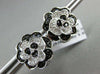 ESTATE WIDE 1CT WHITE & BLACK DIAMOND 14KT WHITE GOLD 3D FLOWER CLIP ON EARRINGS