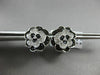 ESTATE WIDE 1CT WHITE & BLACK DIAMOND 14KT WHITE GOLD 3D FLOWER CLIP ON EARRINGS