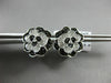 ESTATE WIDE 1CT WHITE & BLACK DIAMOND 14KT WHITE GOLD 3D FLOWER CLIP ON EARRINGS