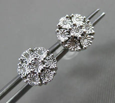 ESTATE .05CT DIAMOND 14KT WHITE GOLD CLUSTER MILGRAIN FLOWER SNOWFLAKE EARRINGS