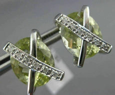 ESTATE LARGE 11.45CT DIAMOND & GREEN AMETHYST 14KT WHITE GOLD OVAL STUD EARRINGS