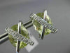 ESTATE LARGE 11.45CT DIAMOND & GREEN AMETHYST 14KT WHITE GOLD OVAL STUD EARRINGS