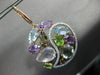 ESTATE LARGE 25.35CT DIAMOND & AAA MULTI GEM 14KT TWO TONE GOLD FLOWER EARRINGS