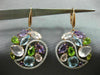 ESTATE LARGE 25.35CT DIAMOND & AAA MULTI GEM 14KT TWO TONE GOLD FLOWER EARRINGS