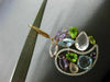 ESTATE LARGE 25.35CT DIAMOND & AAA MULTI GEM 14KT TWO TONE GOLD FLOWER EARRINGS