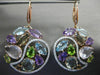 ESTATE LARGE 25.35CT DIAMOND & AAA MULTI GEM 14KT TWO TONE GOLD FLOWER EARRINGS