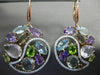 ESTATE LARGE 25.35CT DIAMOND & AAA MULTI GEM 14KT TWO TONE GOLD FLOWER EARRINGS