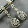ESTATE 1.26CT DIAMOND 14KT WHITE & ROSE GOLD 3D CLUSTER TEAR DROP HALO EARRINGS