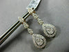 ESTATE 1.26CT DIAMOND 14KT WHITE & ROSE GOLD 3D CLUSTER TEAR DROP HALO EARRINGS