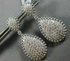 ESTATE LARGE 2.92CT DIAMOND 14KT WHITE GOLD CLUSTER MILGRAIN TEAR DROP EARRINGS