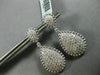 ESTATE LARGE 2.92CT DIAMOND 14KT WHITE GOLD CLUSTER MILGRAIN TEAR DROP EARRINGS