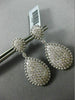 ESTATE LARGE 2.92CT DIAMOND 14KT WHITE GOLD CLUSTER MILGRAIN TEAR DROP EARRINGS
