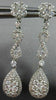 ESTATE 2.58CT DIAMOND 18KT WHITE GOLD 3D FLOWER INFINITY PEAR HANGING EARRINGS