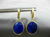 ESTATE AAA EXTRA FACET LAPAS 14KT YELLOW GOLD OVAL BEZEL HUGGIE HANGING EARRINGS