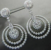 ESTATE LARGE 4.03 DIAMOND 14KT WHITE GOLD 3D CIRCULAR FLOWER HANGING EARRINGS