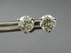 ESTATE LARGE 1.40CT DIAMOND 14K WHITE GOLD 3D 3 PRONG ROUND STUD EARRINGS #25970