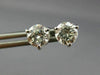 ESTATE LARGE 1.40CT DIAMOND 14K WHITE GOLD 3D 3 PRONG ROUND STUD EARRINGS #25970