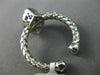 ESTATE .16CT DIAMOND & EVIL EYE 14KT WHITE GOLD 3D LUCKY FLEXIBLE WOVEN FUN RING