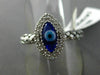 ESTATE .16CT DIAMOND & EVIL EYE 14KT WHITE GOLD 3D LUCKY FLEXIBLE WOVEN FUN RING