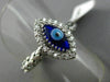 ESTATE .16CT DIAMOND & EVIL EYE 14KT WHITE GOLD 3D LUCKY FLEXIBLE WOVEN FUN RING