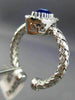 ESTATE .16CT DIAMOND & EVIL EYE 14KT WHITE GOLD 3D LUCKY FLEXIBLE WOVEN FUN RING