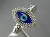 ESTATE .16CT DIAMOND & EVIL EYE 14KT WHITE GOLD 3D LUCKY FLEXIBLE WOVEN FUN RING