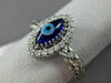 ESTATE .16CT DIAMOND & EVIL EYE 14KT WHITE GOLD 3D LUCKY FLEXIBLE WOVEN FUN RING