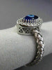 ESTATE .16CT DIAMOND & EVIL EYE 14KT WHITE GOLD 3D LUCKY FLEXIBLE WOVEN FUN RING