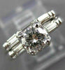 ANTIQUE .74CT ROUND & BAGUETTE DIAMOND 18KT GOLD ENGAGEMENT WEDDING RING #21860