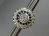ESTATE LARGE .58CT DIAMOND SAPPHIRE 14K WHITE GOLD FLOWER MILGRAIN STUD EARRINGS