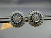 ESTATE LARGE .58CT DIAMOND SAPPHIRE 14K WHITE GOLD FLOWER MILGRAIN STUD EARRINGS