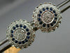 ESTATE LARGE .58CT DIAMOND SAPPHIRE 14K WHITE GOLD FLOWER MILGRAIN STUD EARRINGS