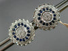 ESTATE LARGE .58CT DIAMOND SAPPHIRE 14K WHITE GOLD FLOWER MILGRAIN STUD EARRINGS