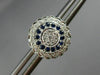 ESTATE LARGE .58CT DIAMOND SAPPHIRE 14K WHITE GOLD FLOWER MILGRAIN STUD EARRINGS