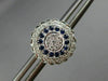 ESTATE LARGE .58CT DIAMOND SAPPHIRE 14K WHITE GOLD FLOWER MILGRAIN STUD EARRINGS