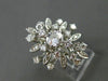 ANTIQUE LARGE 1.14CT OLD MINE DIAMOND 14KT WHITE GOLD FLOWER FUN RING #18870