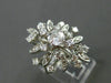 ANTIQUE LARGE 1.14CT OLD MINE DIAMOND 14KT WHITE GOLD FLOWER FUN RING #18870
