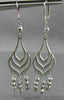 ANTIQUE LONG SEASHELL 14KT WHITE GOLD DIAMOND CUT CHANDELIER EARRINGS #19425