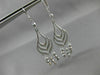ANTIQUE LONG SEASHELL 14KT WHITE GOLD DIAMOND CUT CHANDELIER EARRINGS #19425
