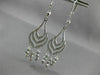 ANTIQUE LONG SEASHELL 14KT WHITE GOLD DIAMOND CUT CHANDELIER EARRINGS #19425