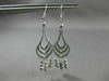 ANTIQUE LONG SEASHELL 14KT WHITE GOLD DIAMOND CUT CHANDELIER EARRINGS #19425