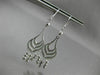 ANTIQUE LONG SEASHELL 14KT WHITE GOLD DIAMOND CUT CHANDELIER EARRINGS #19425