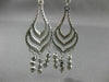 ANTIQUE LONG SEASHELL 14KT WHITE GOLD DIAMOND CUT CHANDELIER EARRINGS #19425