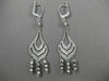 ANTIQUE LONG SEASHELL 14KT WHITE GOLD DIAMOND CUT CHANDELIER EARRINGS #19425