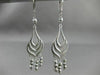 ANTIQUE LONG SEASHELL 14KT WHITE GOLD DIAMOND CUT CHANDELIER EARRINGS #19425