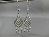 ANTIQUE LONG SEASHELL 14KT WHITE GOLD DIAMOND CUT CHANDELIER EARRINGS #19425