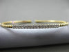 ESTATE .17CT DIAMOND 14K WHITE & YELLOW GOLD 3D CLASSIC FLEXIBLE BANGLE BRACELET